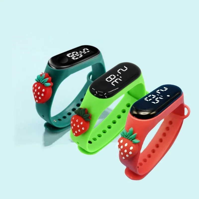 Children Strawberry Watch Birthday Gift for Child Boy Girl Smart LED Digital Cartoon Waterproof Bracelet Kids Watch Reloj Niño