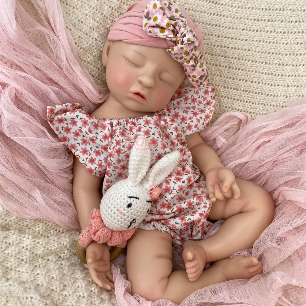 50cm Full Body Soft Silicone Reborn Girl Flexible Limbs & Head Lifelike Visible Veins Weighted Doll for Emotional Calming Auxili