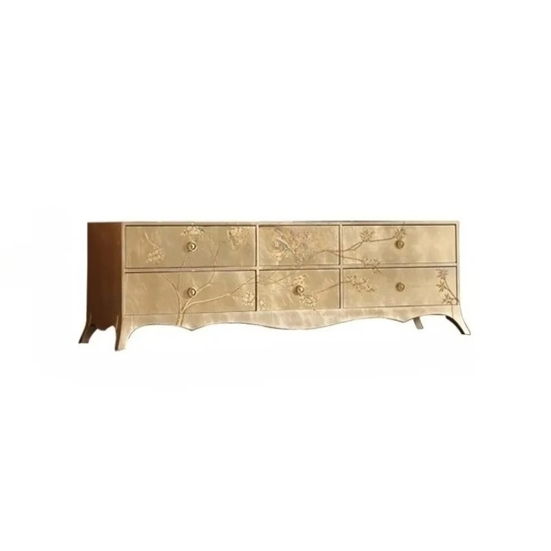 

Furniture French Luxury TV Cabinet European Court Carving Living Room Storage Floor Cabinet Side Cabinet EF6