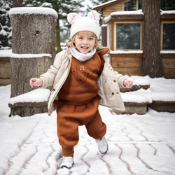 Sanlutoz Warm Cute Animal Winter Baby Clothing Sets Cotton Long Sleeve Tops + Long Pants 2pcs