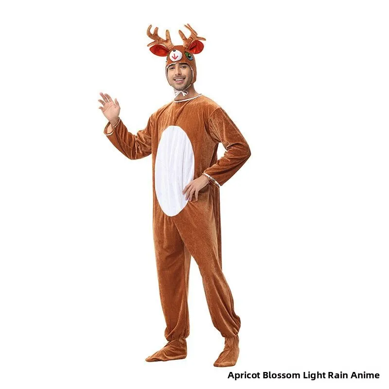 Neues Halloween-Hirsch-Einteiler-Tier-Rollenspiel-Kostüm für Herren und Damen, Paarkleidung, exer Overall für Männer und Frauen