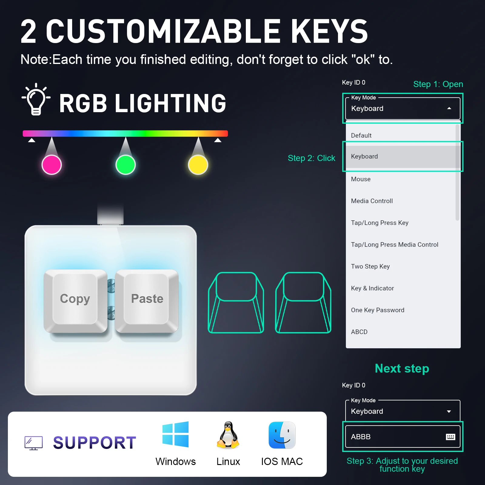 SAYODEVICE Copy Paste Mini Shortcut Key Office Work Macros Keypad OSU Rhythm Game Keypad Gaming USB Wired Keyboard Hot-swappable