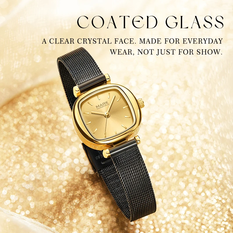 MARK FAIRWHALE 3180 High-value Small Square Quartz Watch Exquisite and Versatile Casual Steel Belt Waterproof Women's watch