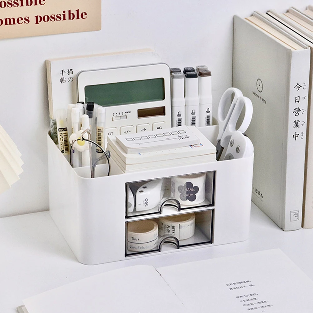 

Drawer Type Box Desktop Organizer Stationery Container Light Easy Storage Home Office Multi-Function Tidy Pen