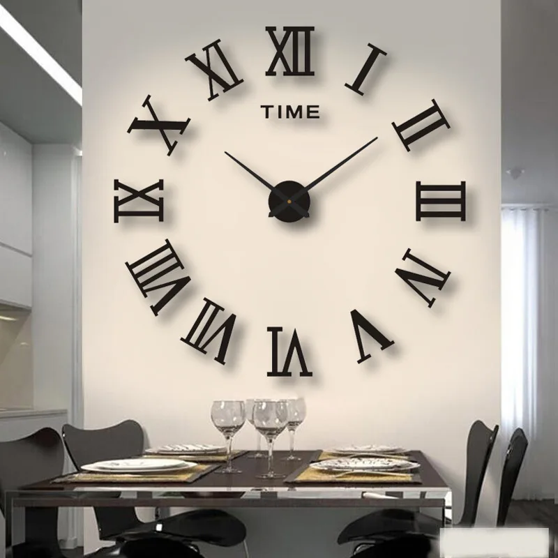 2022 New 3D Roman Numeral Acrylic Mirror Wall Clock Sticker Fashion DIY Quartz Clocks Watch Home Decoration Living Room Stickers