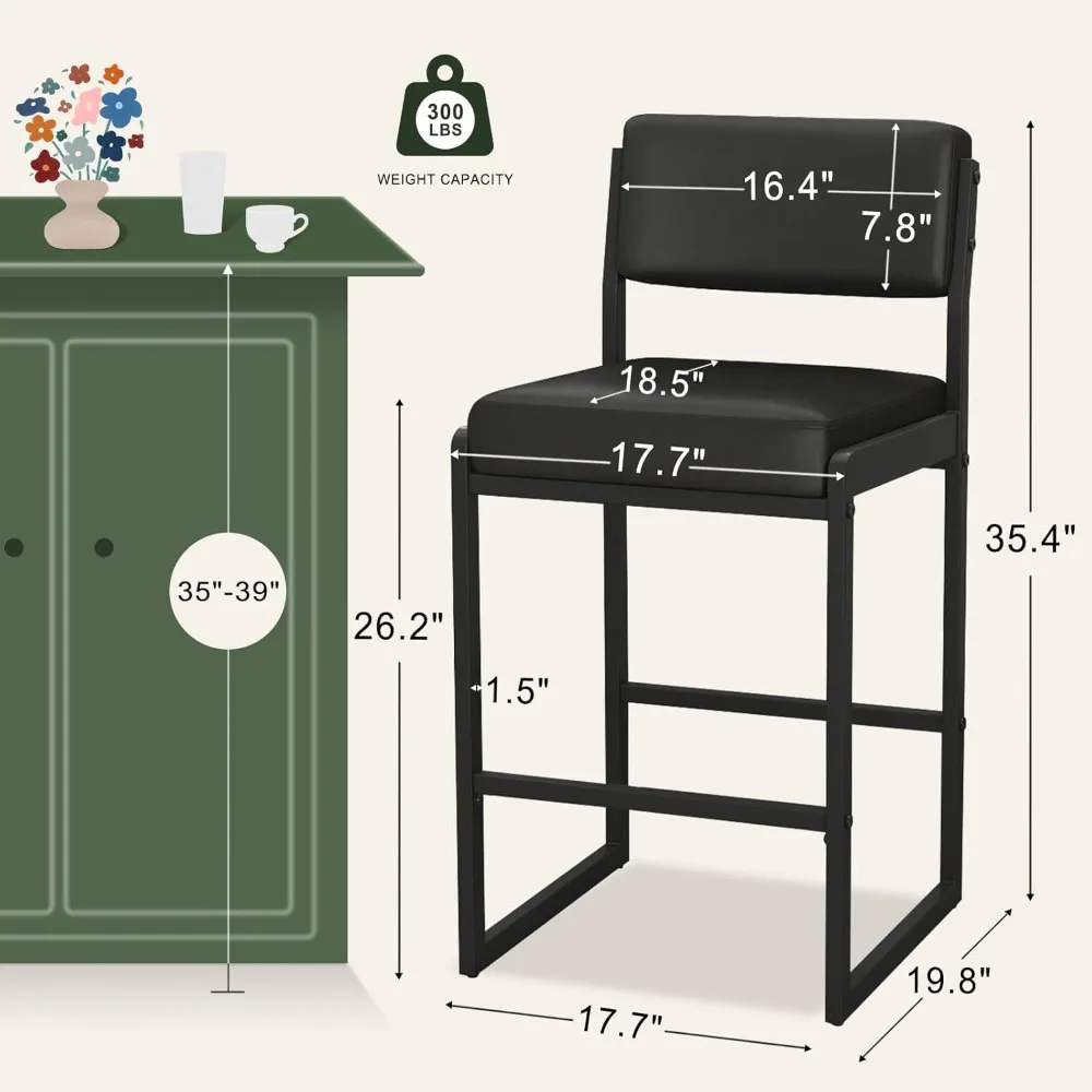 Customized.Mid Century Modern Counter Height Bar Stools, 26" Bar Height Chairs with Backs, Upholstered Counter Stools,