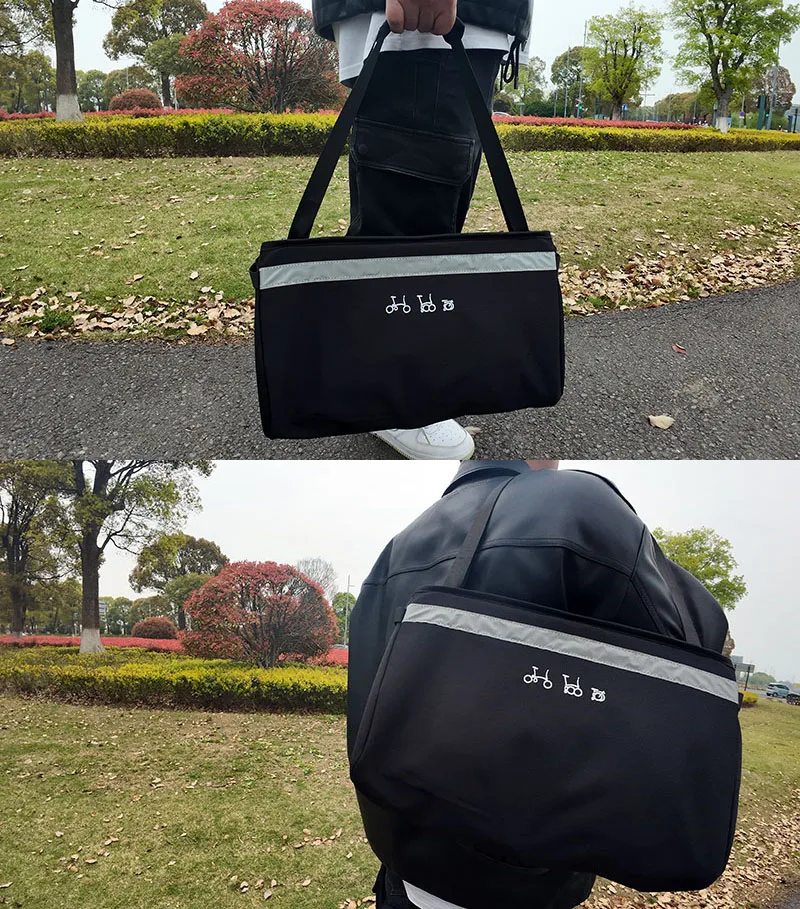 Für Brompton Faltrad: Vordere Aufbewahrungstasche mit Halterung, Original Vordertasche, Gemüsekorb und interne Halterung – Detail 21