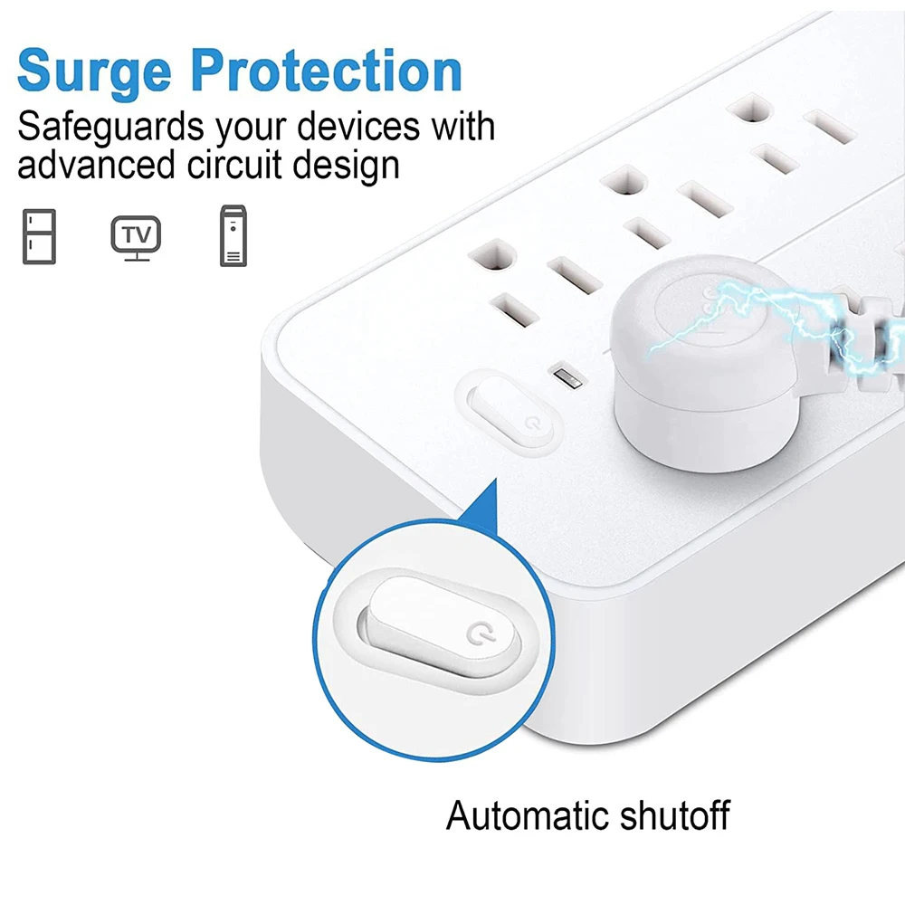 Power Strip US Plug AC Outlets Multitap Electrical Socket Extension Cord With USB C Ports Fast Charging Network Filter Adapter