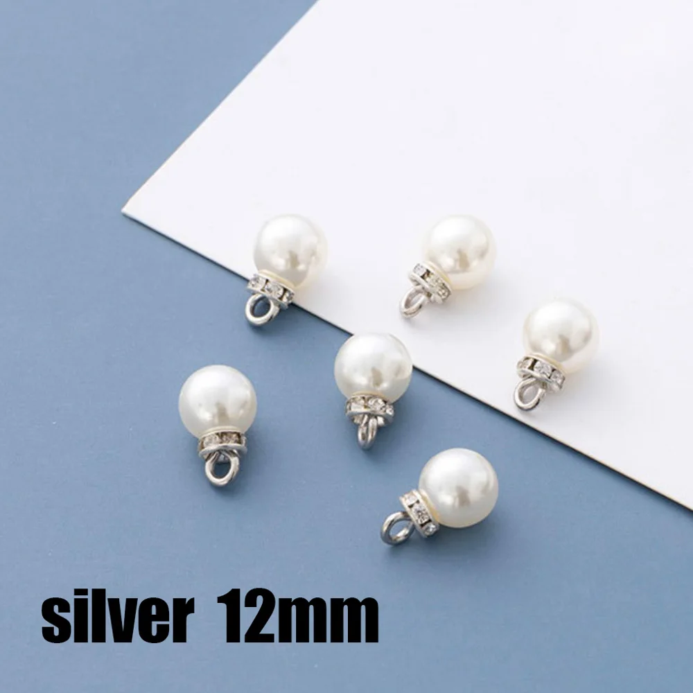 8/10/12Mm 20/Pcs Abs Parel Strass Hanger Bedels Einde Kralen Voor Diy Oorbellen Ketting Armband Parel Kralen Sieraden Maken