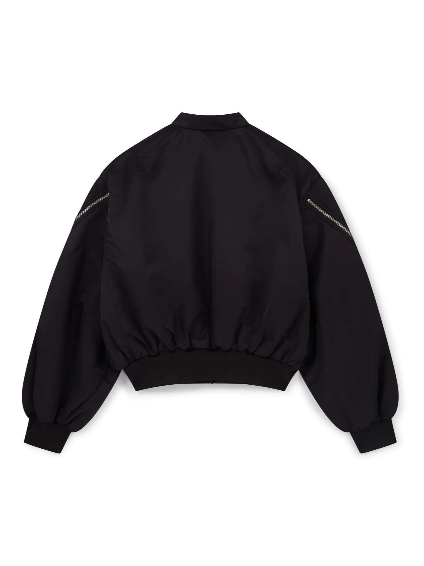 Cropped Jacket Oversize Bubble Sleeve Stand Collar Full Zip Multi Zip Pocket Big Logo Print Men Street Skate Daily Outfit