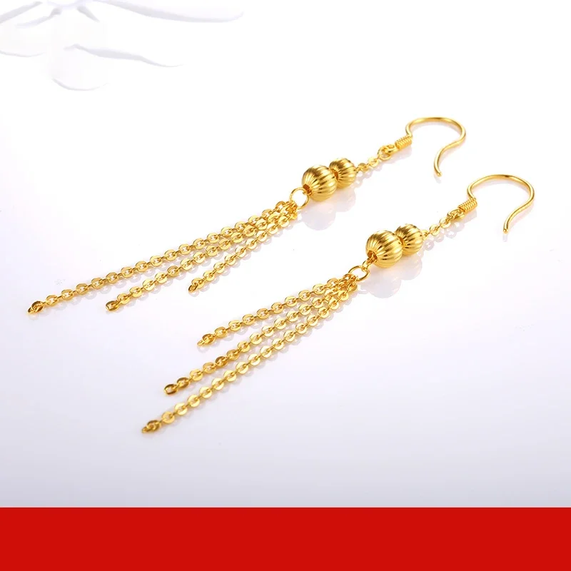 JJJ 24K Pure Gold Earring Real AU 999 Solid Gold Earrings Nice Good Hollow Tassel Upscale Trendy Fine Jewelry Hot Sell New 2023