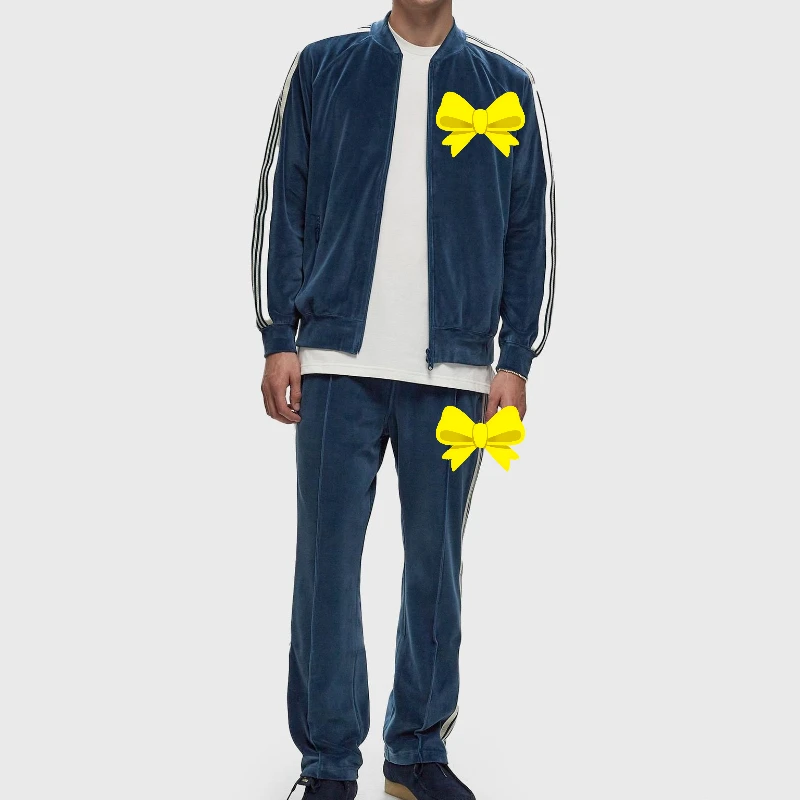 Needles Track Suits Butterfly Velvet Cardigan Retro Webbing Zipper