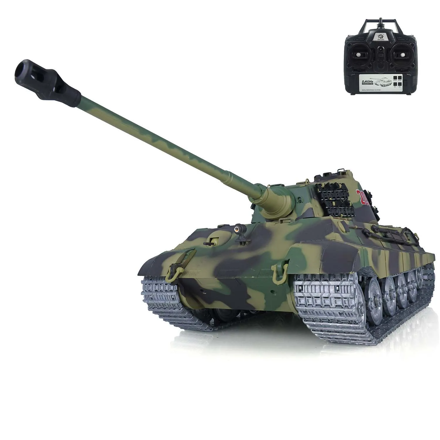 Henglong 1/16 7.0 RC Tank 3888A Customized King Tiger Electric Wireless Control Tanks Model Metal Wheels Barrel Recoil