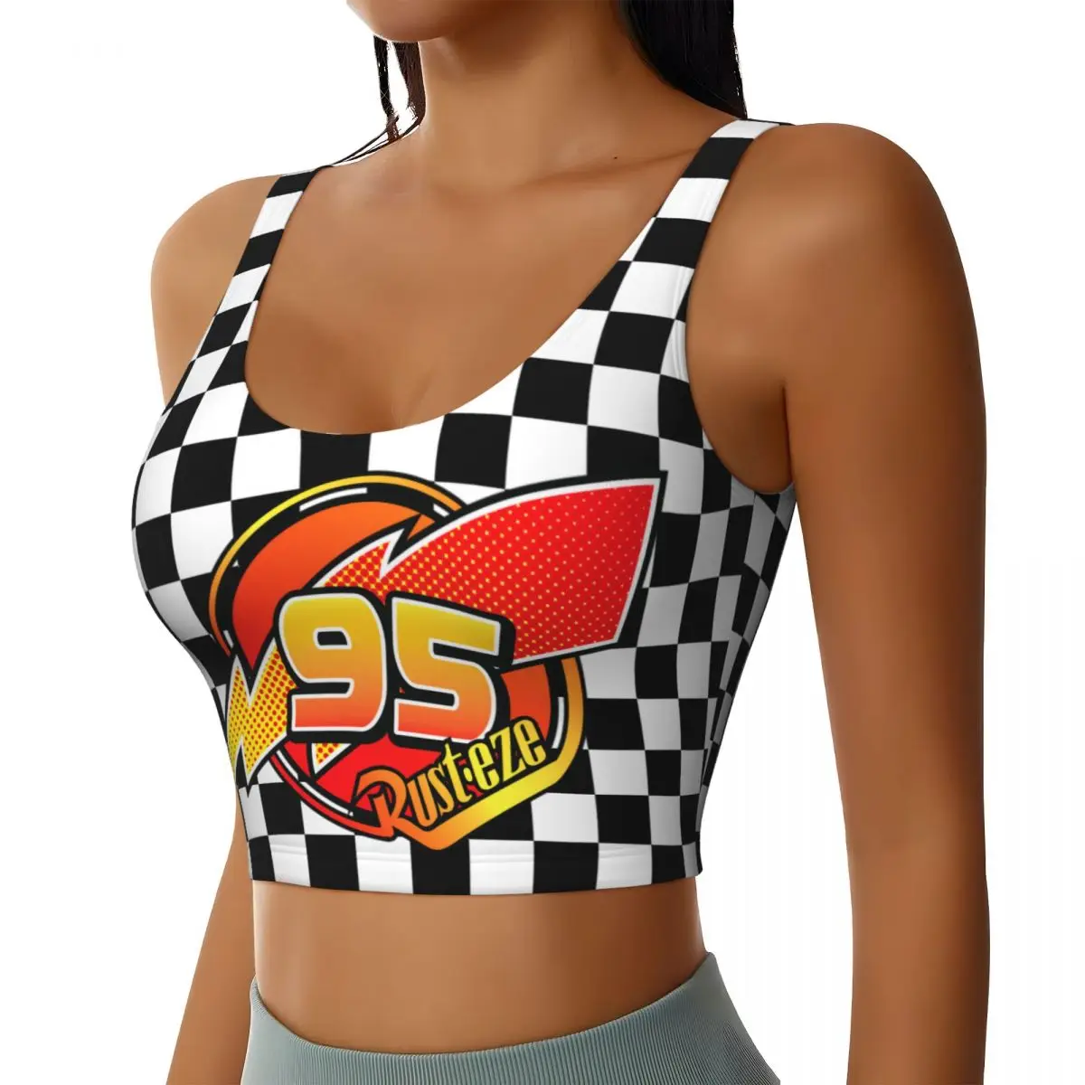 Custom Number 95 KaChow High Impact Sports Bras Women Lightning McQueen Seamless Workout Yoga Crop Tank Tops