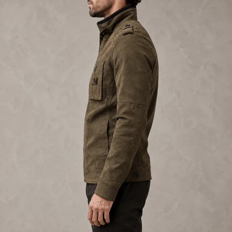 Men's Utility Jacket Stand Collar Multi Pocket Full Zip Shoulder Epaulets Chest Pockets Long Sleeve Regular Fit Casual
