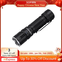 Sofirn LED 21700 충전식 전술 손전등, 5200lm USB C, 테일 E-스위치 야외 조명, SC33 XHP70.3 HI