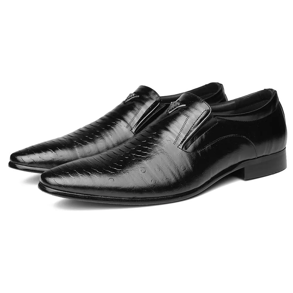 Large Size Formal Leather Shoes Men Vintage Casual Slip on Oxfords Walking Business Office Footwear Zapatos De Hombre Elegantes