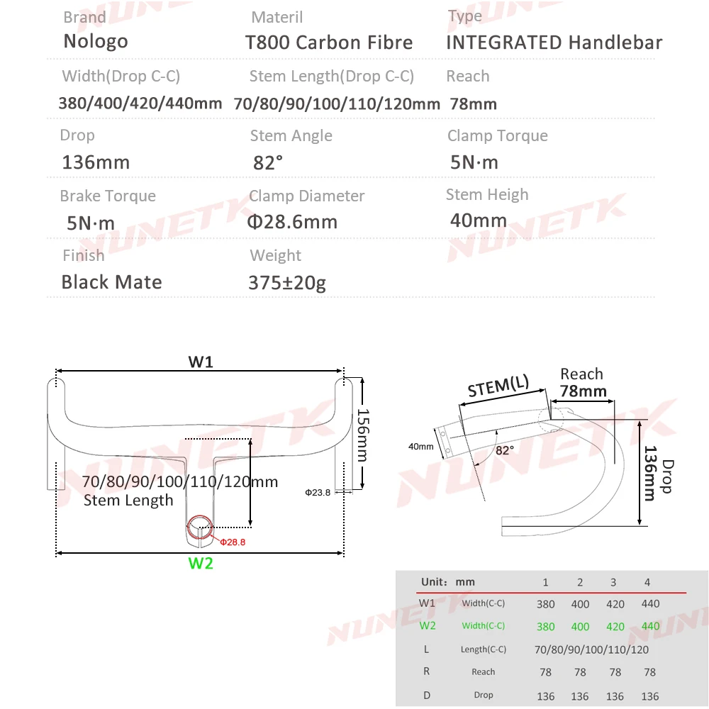 Nologo Aero Full Internal Cable Routing Road Bicycle Handlebar T800 Carbon Integrated Handlebar Di2 With Bike Computer Mount Set