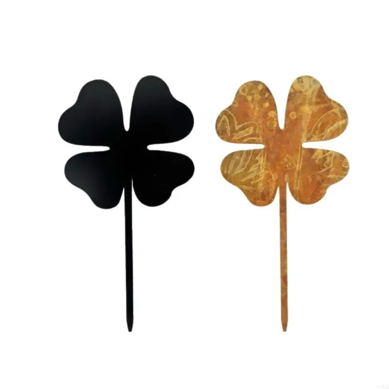

Elegant Four Clovers Iron Garden Stake Adds Retro Charm To Outdoor Spaces Measuring 15x25cm For Patios And Backyard 87HA