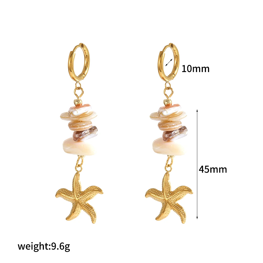 Trendige Ohrringe aus Edelstahl mit natürlichen, unregelmäßig geformten Steinen, ideal für den Sommer, rostfrei, als Schmuck für den täglichen Gebrauch. – Detail 7