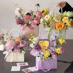 휴대용 꽃 포장 상자, 웨딩 장식 선물 가방, 핸드백 발렌타인 데이 생일 파티 장식, DIY 부케 포장