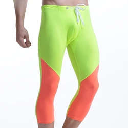 New Sports Men's Shapers Cropped Pants Fitness Swimsuit Shorts Thin Male Breathable Beachwear Intimate Pants Seaside Tight Pants