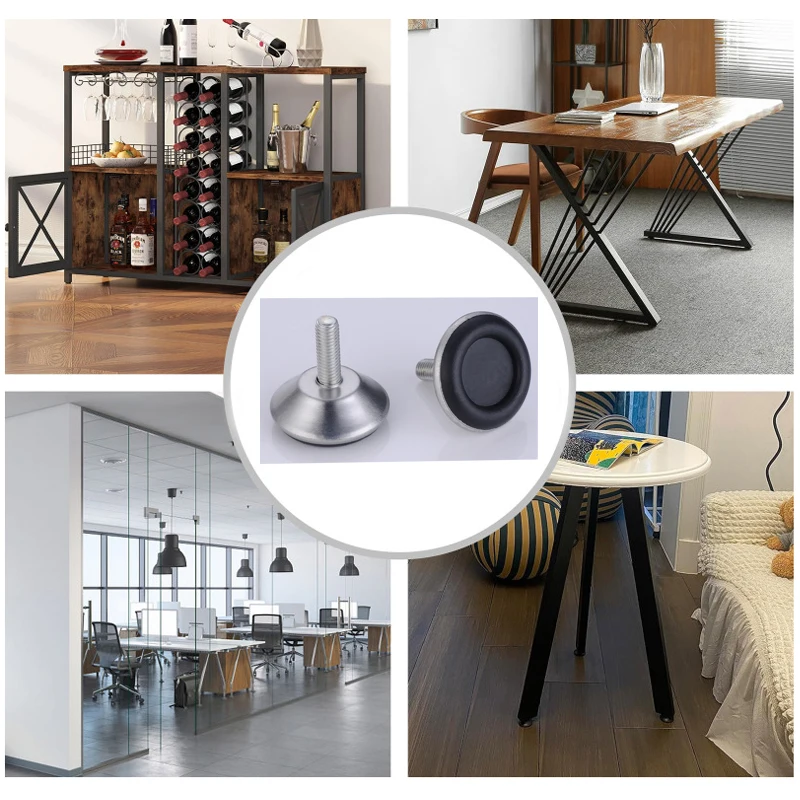 4 Pieces Steel Furniture Legs Anti-slip Base Table Cabinet Leg Pad Adjustable Leveling Feet Leveler M8 M10 Screw Various Size image 3