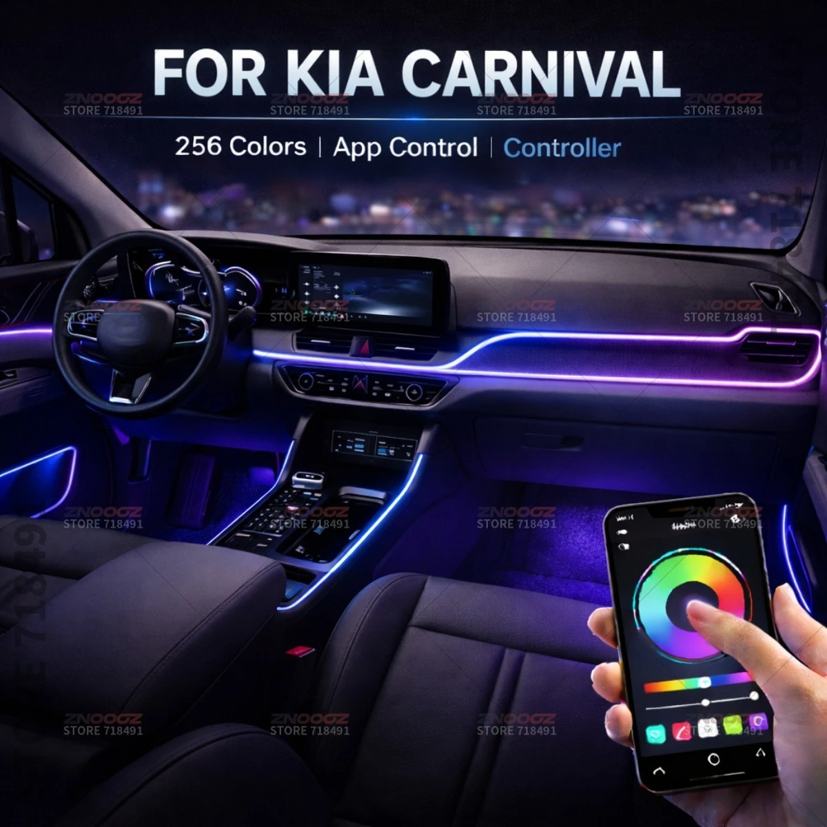 

Для Kia Carnival 22in1 RGB интерьер автомобиля акриловые автомобильные окружающие освещение RGB скрытая акриловая полоса украшения атмосфера аксессуары