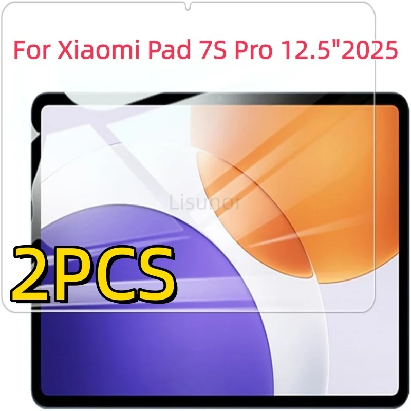 2 PCS 9H Tempered Glass Tablet Screen Protector For Xiaomi Pad 7S Pro 12.5 Inch 2025 Anti-Fingerprint HD Clear Protective Film