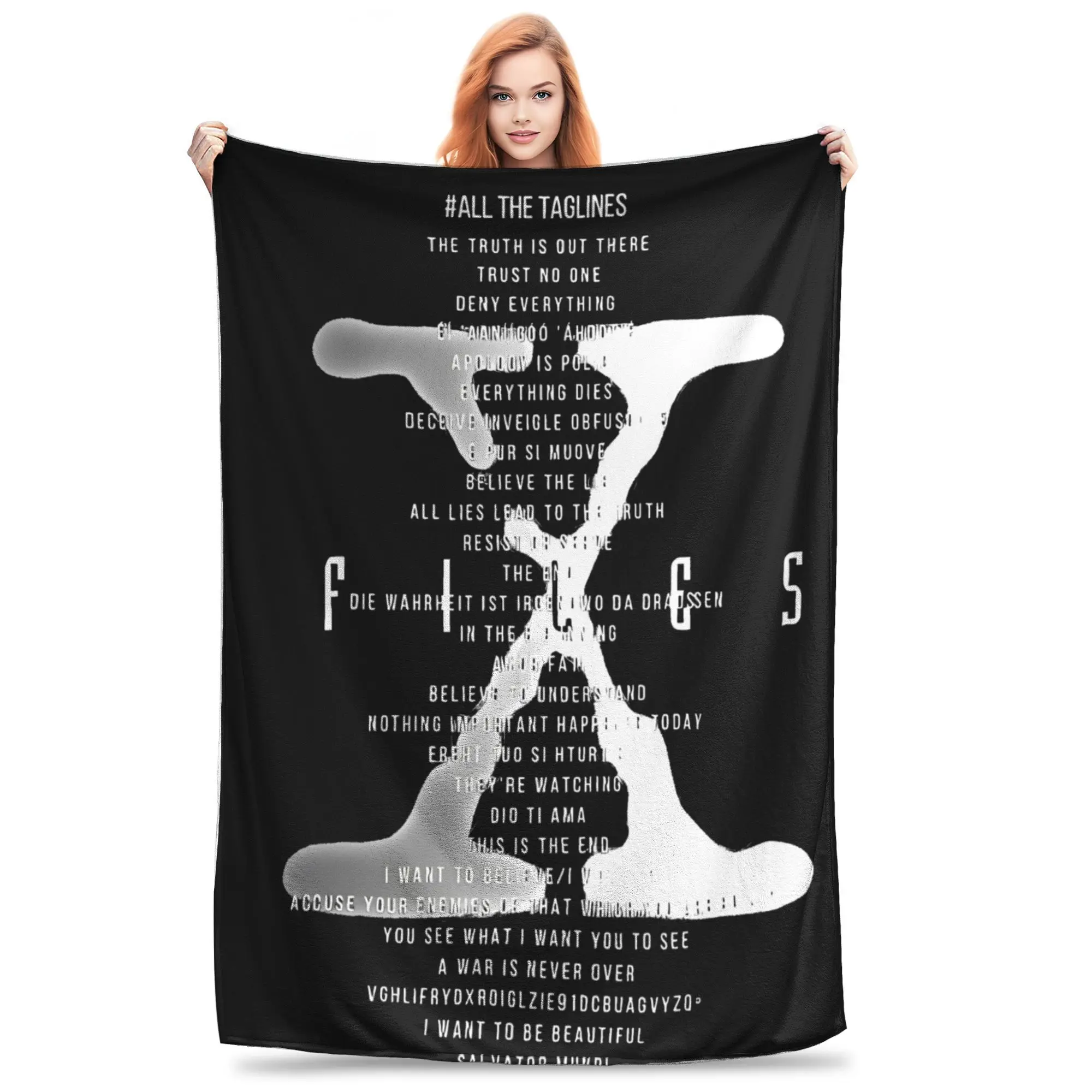 The X Files  All The Taglines Blanket  Flannel Awesome Warm Throw Blankets for Home  Winter