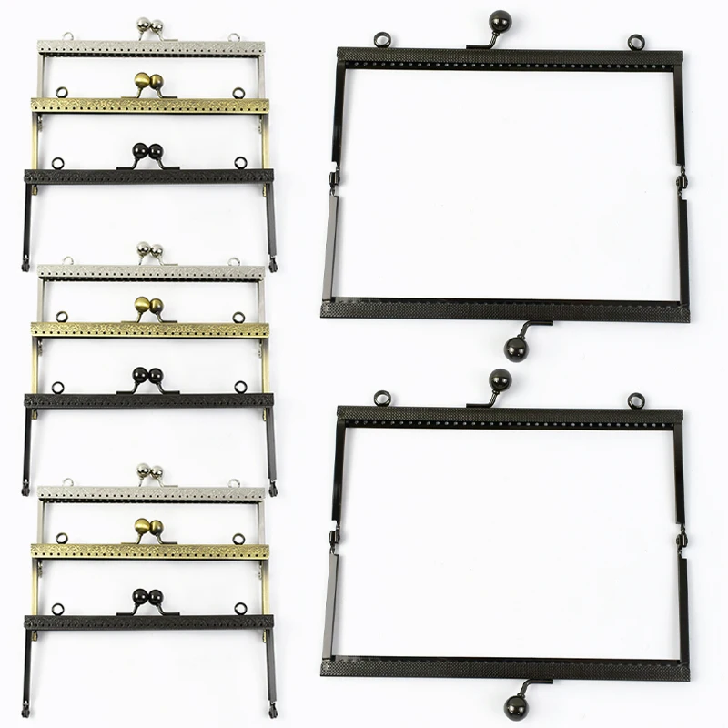 1/2/3Pcs 19cm Metal Bags Handle Embossed Purse Frame Wallet Kiss Clasp Handbags Handles Kit DIY Sewing Brackets Bag Accessories