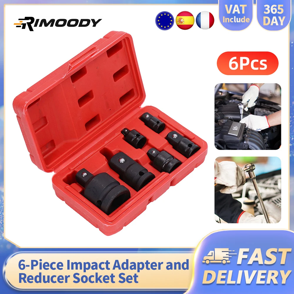 Rimoody محول مأخذ التوصيل محول المخفض مجموعة 1/4 3/8 1/2 3/4 بوصة مقبس التصادم محول وجع تحويل عدة أداة إصلاح السيارات