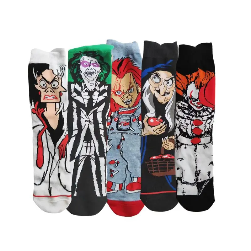 

Рождественские теплые носки Chucky Cos, детские ужасы, ведьма, новинка, средние носки с принтом, повседневные хлопковые носки унисекс