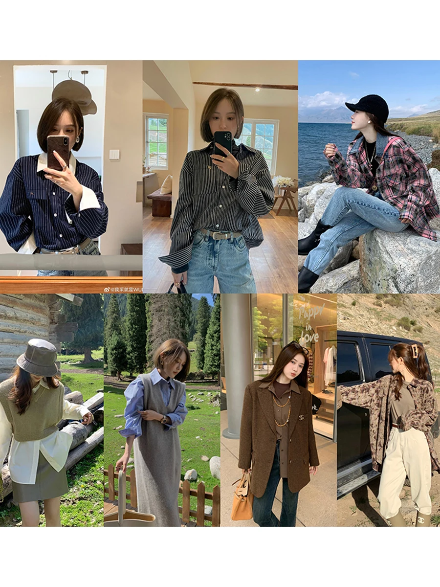 

Женская модная осенняя рубашка из высококачественного хлопка с длинным рукавом, свободного кроя, для повседневной носки, удобная для поездок на работу, с эффектом стройности