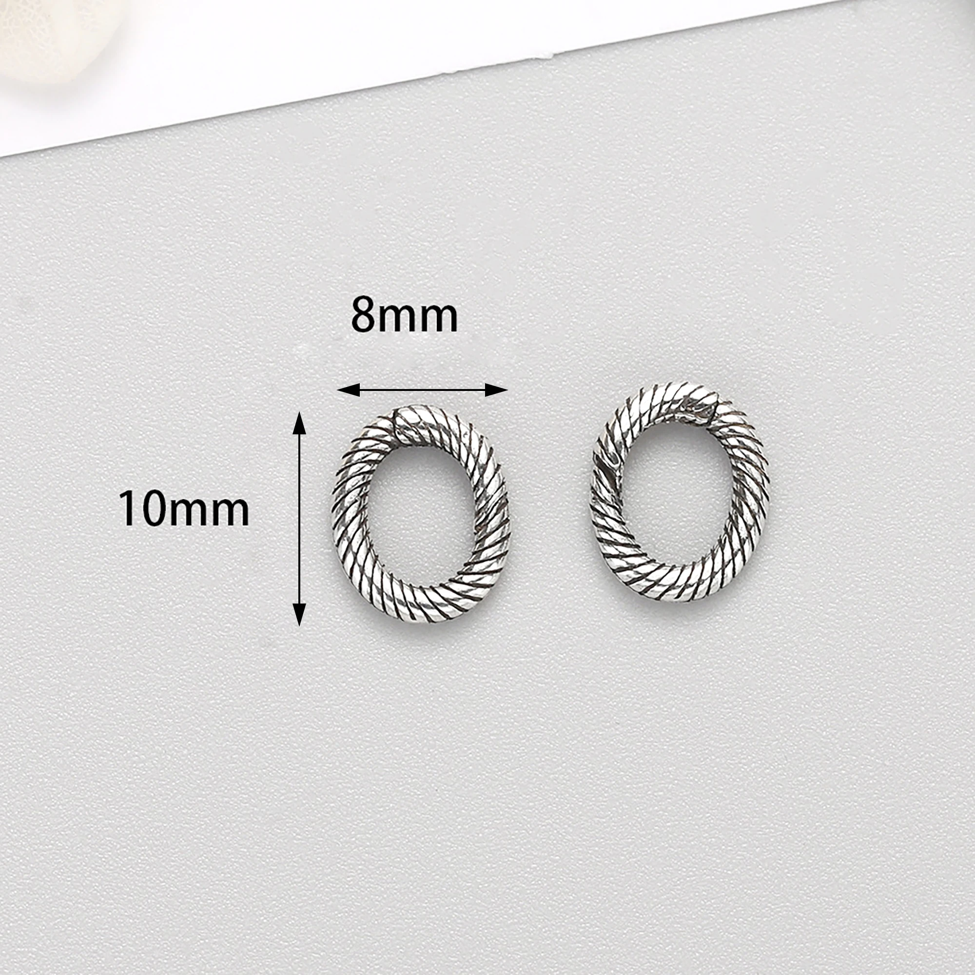simple  tiny small Korea 10mm 0.4inch Sterling silver 925  Oval carabiner snap spring load clasp chain Pearl necklace bangle DIY
