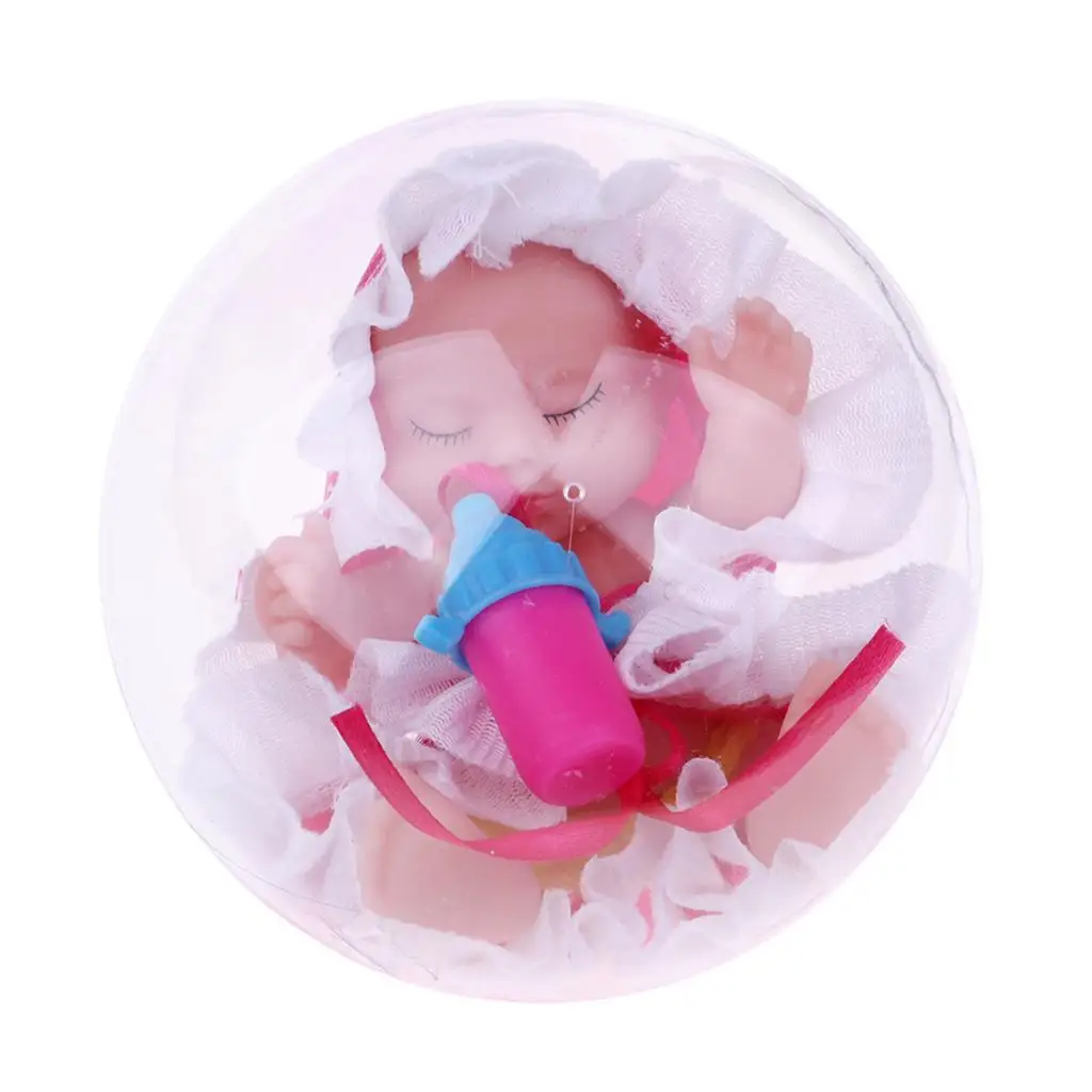 Mini Sleep Baby Doll Girl Beautiful Open Egg Toy Birthday Present Kawaii Baby Toys for Kids Christmas Gift -Rose Red