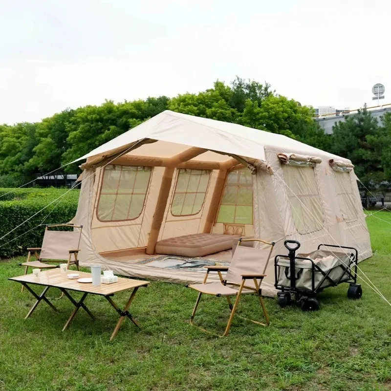 13.68 square meters large inflatable family camping tent trailer waterproof luxury air cushion tent outdoor inflatable house