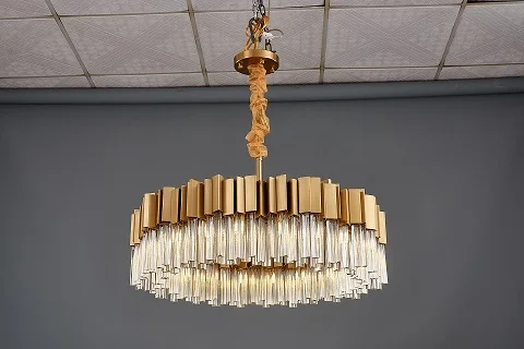 Led Postmodernen Goldene Edelstahl Kristall Runde Designer Kronleuchter Beleuchtung Lustre Suspension Leuchte Lampen Für Foyer