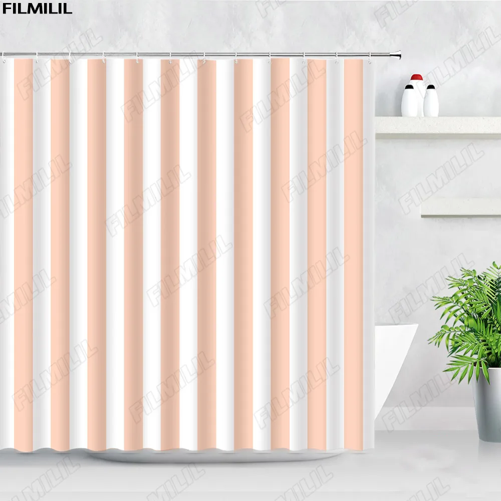 Black and White Striped Shower Curtains Creative Geometric Bath Curtain Modern Minimalist Fabric Bathroom Accessories Decor Sets