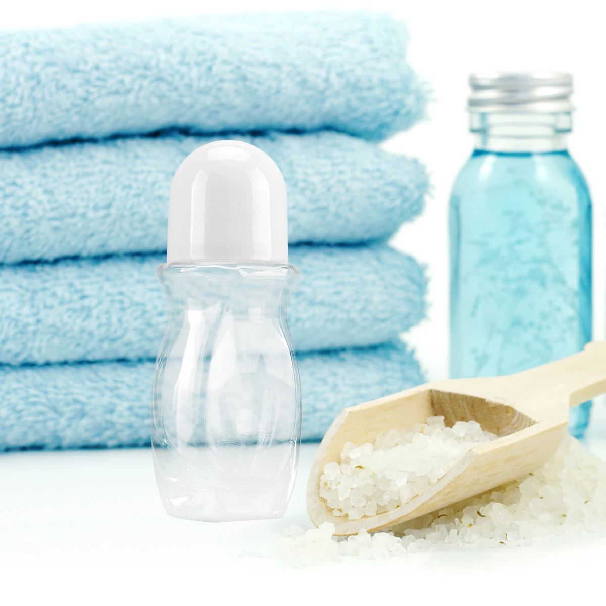 5 szt. Butelek roll-on 50 ml na olejki eteryczne, przenośne, wytrzymałe, wielokrotnego użytku, szczelne, białe szkło, idealne do podróży i przechowywania w domu.