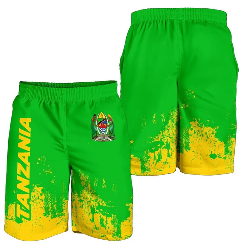 Tanzania Flag Map Graphic Short Pants For Men Clothes Casual Hawaii Beach Shorts Africa Country Trunks National Emblem Trousers