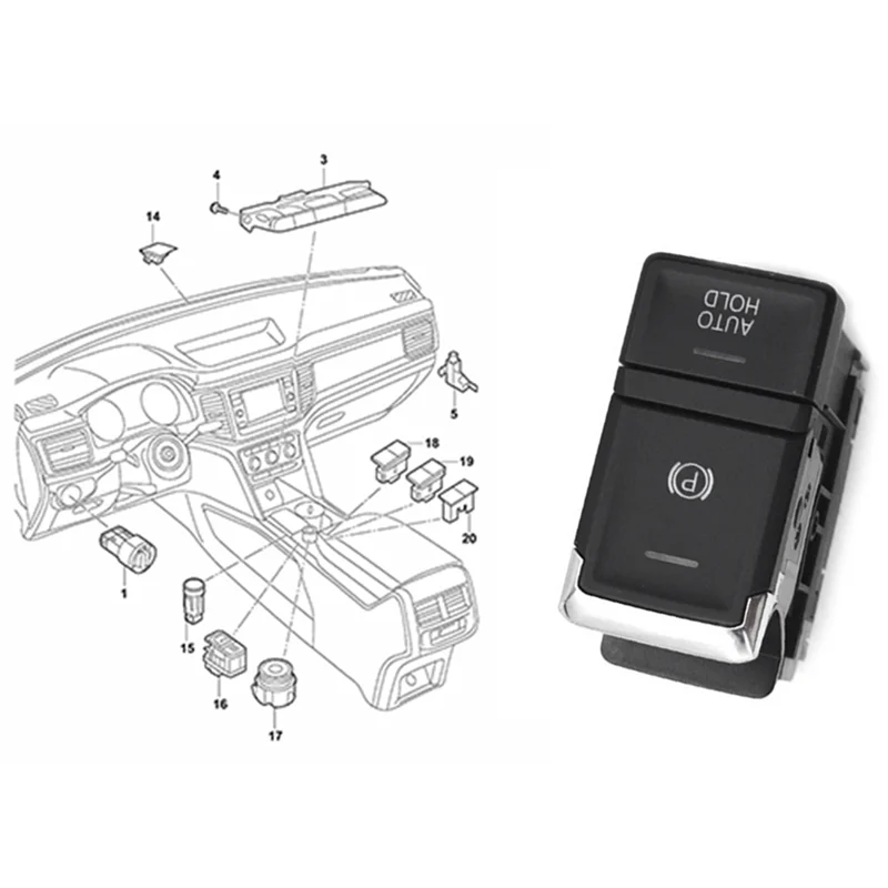 

3CG 927 225/3CG927225 Парковочный переключатель с автоматическим удержанием Электронный переключатель ручного тормоза для VW MQB Atlas 2017-2021