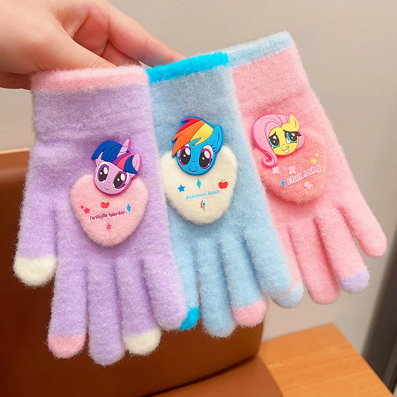 

My Little Pony children's gloves winter girls cold warm five finger cover girls cartoon doll plush split finger cover