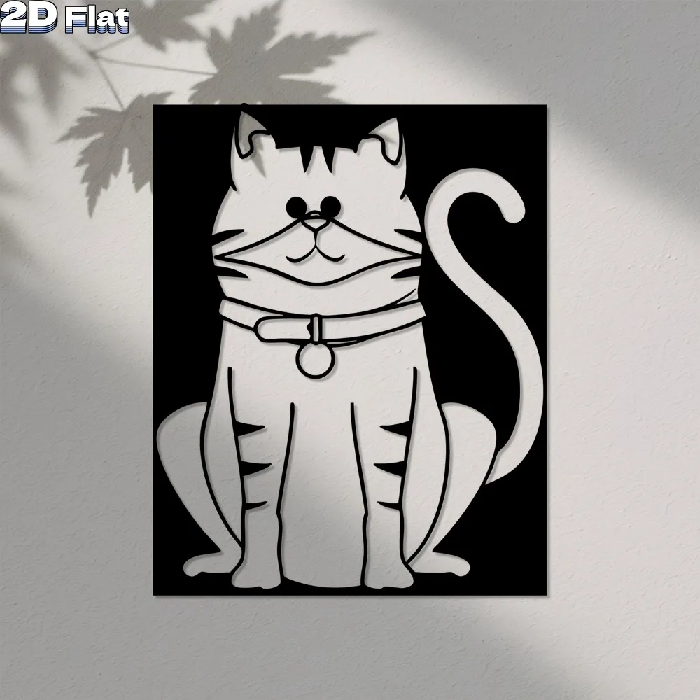 Cute Cat Aluminum Wall Art 12x16 Inch Waterproof Metal Sculpture Indoor Outdoor Garden Fence Rustproof Durable Gift Ornament