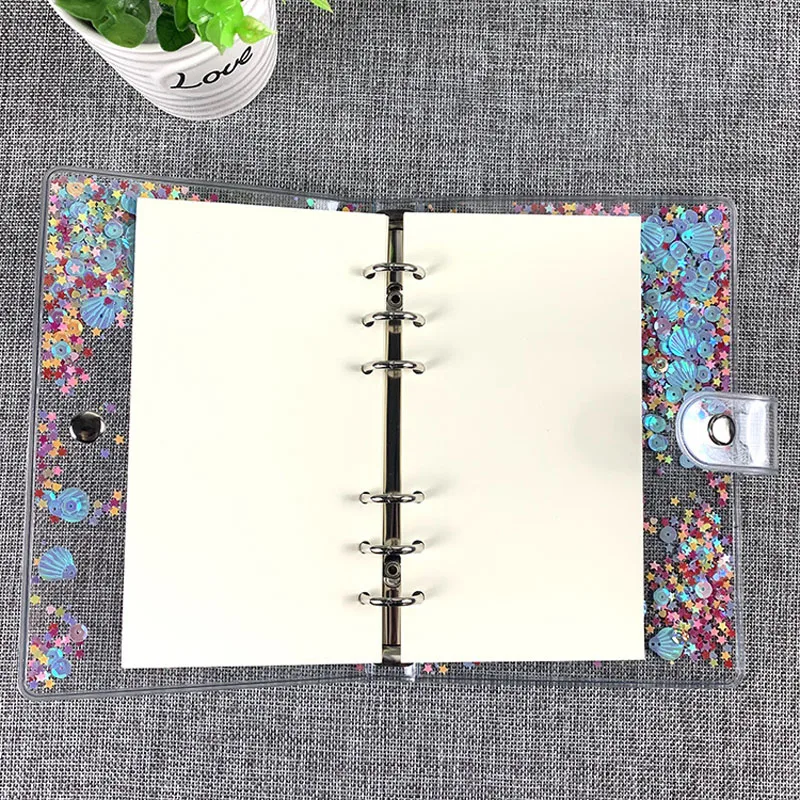 Glittering Dazzling Transparent Glitter Sequins Handbook 120 Grid Sheets Size A6 A5 Loose-leaf Diary Notebook Fresh Creative