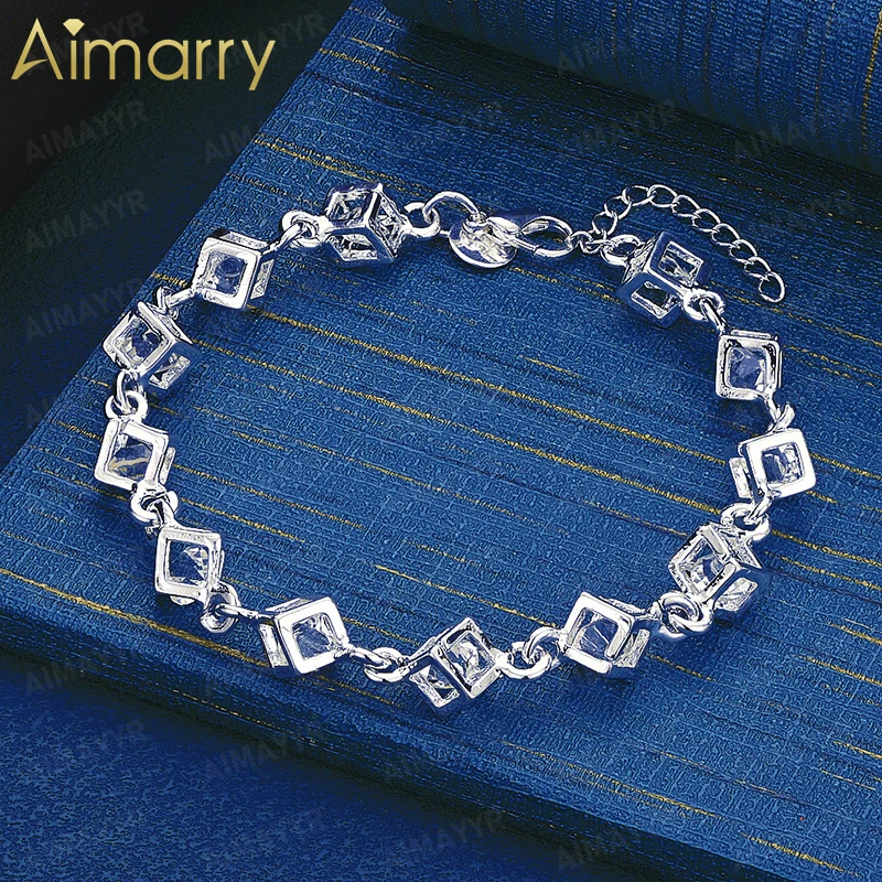 925 Sterling Silver Three-dimensional Block AAA Zircon Bracelet for Women's Banquets and Weddings High-quality Fashion Jewelry