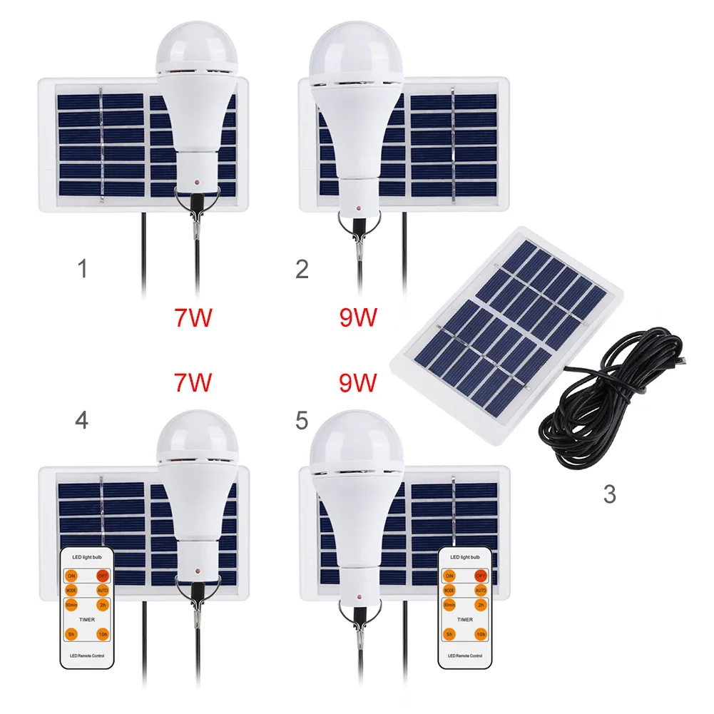 Solar Powered Led Bulb Built-in Battery 5 Modes 20 COB LED Solar Light USB Rechargeable Energy Bulb for Outdoor