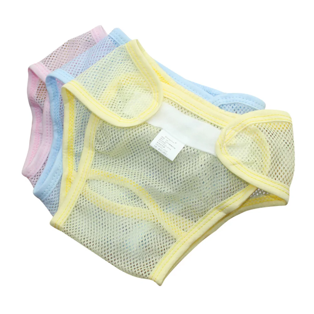 3Pcs 베이비 트레이닝 팬츠 통기성 메쉬 워셔블 변기 아기 재사용 가능한 속옷 네트 기저귀 사이즈 100 핑크