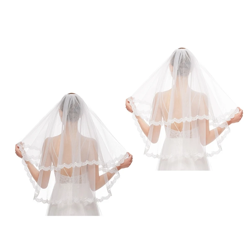 

Bridal Veil with Comb Double Layers Sheer Elbow Veils for Brides Bridesmaids