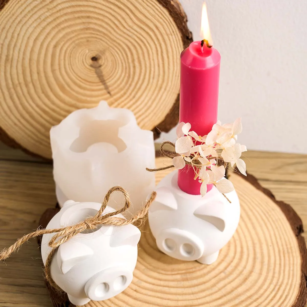 3D Piggy Kerzenhalter Silikonform DIY niedliche Tierform Kerzenständer Gussformen Gips Harz Handwerk machen Home Decor